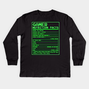 Gamer Nutritional Facts - Funny Gamer Video Game Kids Long Sleeve T-Shirt